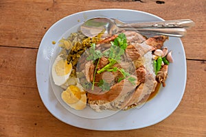 Thai food of Stewed pork leg on rice