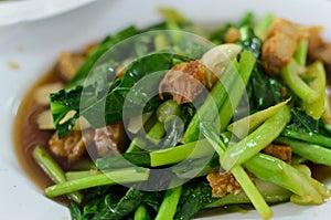 Thai food stir fried Chinese kale