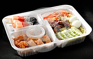 Thai food style ready made in bento rice box