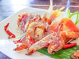 Thai food, sweet and sour fried prawn