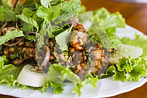 Thai food, Thai Spicy minced pork salad