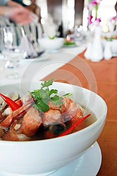 Thai food Tom Yum Kung in a bowl 2 photo