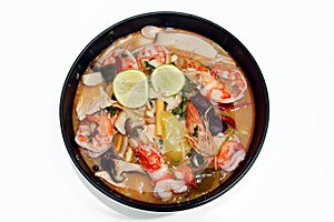 Thai food Tomyum shrimp with lemon