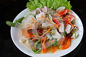 Thai food vermicelli salad and seafood,spicy