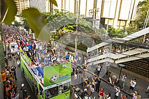 Thai football fans celebrate after winning AFF Suzuki Cup 2014.