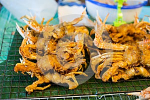 Thai fried crab on market