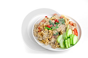 Thai Fried Rice with Isolated White Background for Copy Space, S