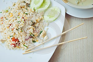 Thai fried rice with seafood