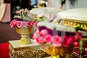 Thai garlands in a Thai wedding ceremony, decorations and artifacts