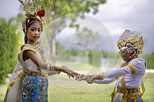 Thai girl dressed in khon dress
