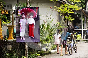 Thai girl and sisters people walking relax and biking bicycle on street at Baan Huay Nam Sai rural countryside village valley hill