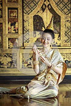 Thai girl in traditional thai costume.