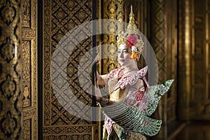 Thai girl in traditional thai costume.