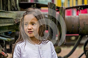 Thai girl with train buffer photo
