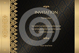 Thai gold on black luxury vintage vector abstract background invitation card, greeting card,celebration,congratulations