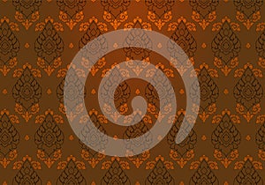 Thai gold brown vintage pattern vector abstract background with spotl
