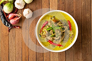Thai Green Curry with Beef Gaeng Kiaw Wan.Top view