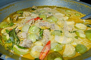 Thai Green curry with chicken Kang Keaw Wan Gai ,Top views.