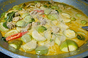 Thai Green curry with chicken Kang Keaw Wan Gai ,Top views.