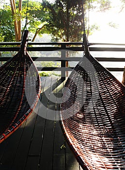 Thai hammocks swing traditional - bamboo & rattan photo