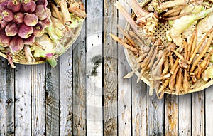 thai herb ingredient, spicy food on a wooden background