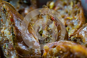 Thai herb sausage close up