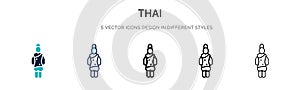 Thai icon in filled, thin line, outline and stroke style. Vector illustration of two colored and black thai vector icons designs