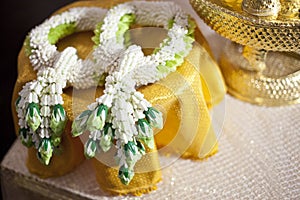 Thai Jasmin Wedding Garland for groom and bride, Thailand Wedding Ceremony