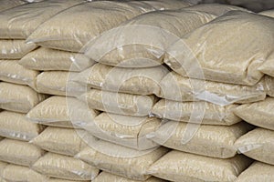 Thai jasmine rice paddy packing in plastic bag