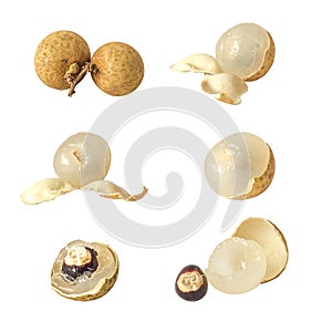 Thai longans set on white background
