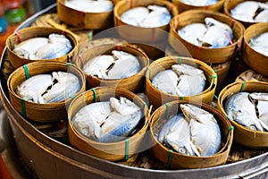 Thai mackerel in basket for sell
