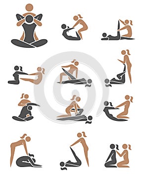 Thai massage icon set. Vector illustrations set