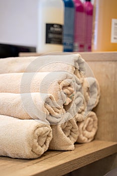 Thai massage at the spa. the masseur's hands are close-up doing an oil massage on a woman's body