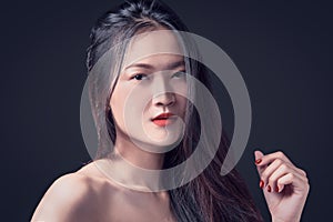 Thai model portrait shooting on dark background