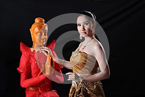 Thai model and wax statue