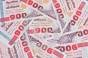 Thai money , 100 baht banknotes for money concepts