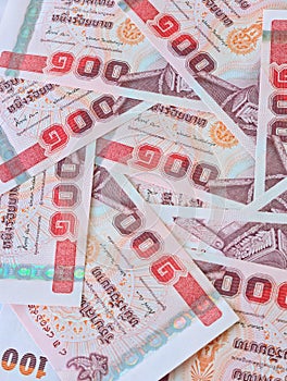 Thai money , 100 baht banknotes for money concepts