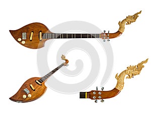 Thai musical instruments, Electric wooden pin Isolated on white background. Clipping path.