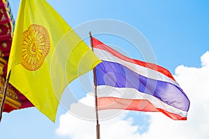 Thai National Flag and Buddhism Religion Flag Thailand