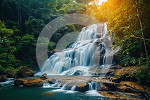 Thai natural beauty Huai Sai Lueang waterfall in Chiang Mai