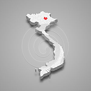 Thai Nguyen region location within Vietnam 3d map