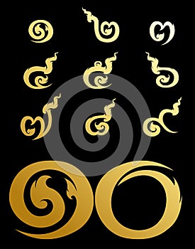 Thai number.gold on black background