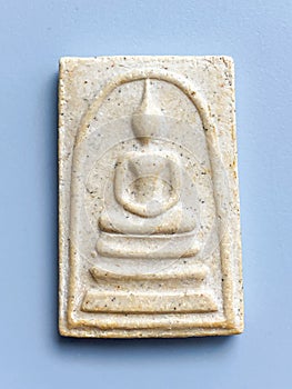Thai old buddha amulet on white