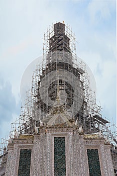 Thai pagoda repairing in temple (Wat Arun Ratchawararam)