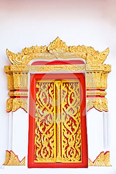 Thai painting craved window with mosaic frame