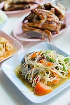 Thai papaya salad hot and spicy , Som Tam