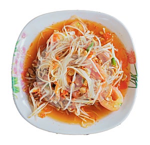 Thai Papaya Salad without Long Beans picture from top view