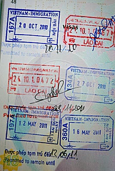 Thai Passport with Vietnam Immigration stamps.
