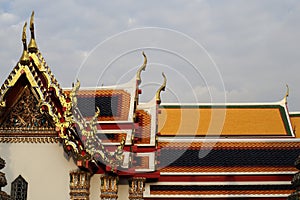 Thai Pattern Roof Church on temple, Bangkok, Thailand.