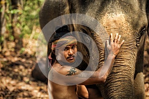 Thai people is mahout elephant for control elephant and for tour